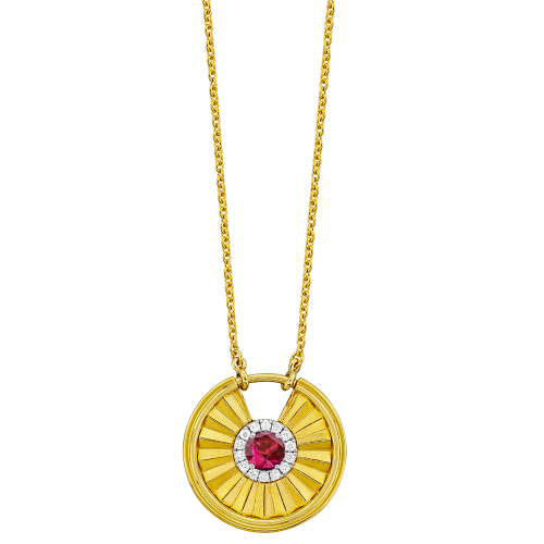 0.08CT DIAMOND 0.30CT RUBY PENDANT