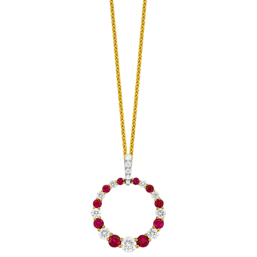 0.67CT DIAMOND 0.64CT RUBY PENDANT