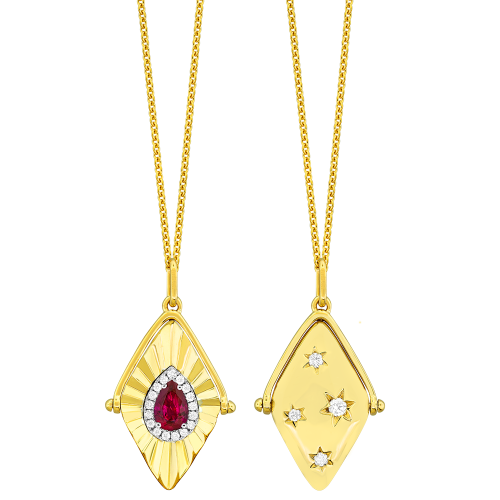 0.18CT DIAMOND 0.50CT RUBY PENDANT