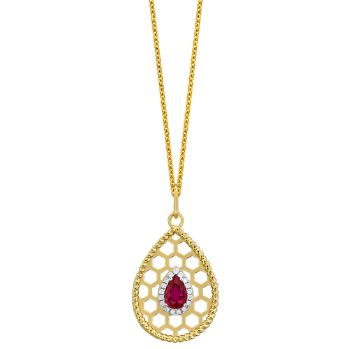 0.07CT DIAMOND 0.50CT RUBY PENDANT