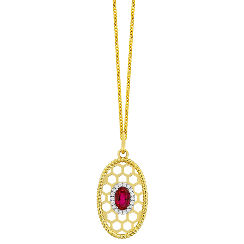 0.08CT DIAMOND 0.55CT RUBY PENDANT