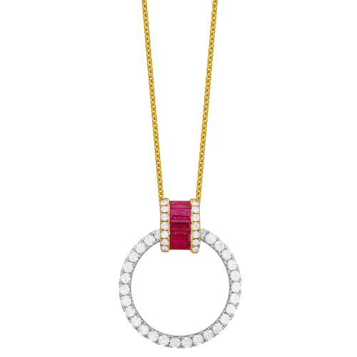 0.98CT DIAMOND 1.00CT RUBY PENDANT