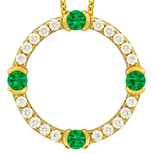 0.40.CT DIAMOND 0.40CT EMERALD PENDANT