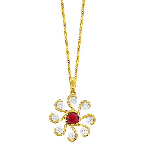 0.72CT DIAMOND 0.40CT RUBY PENDANT