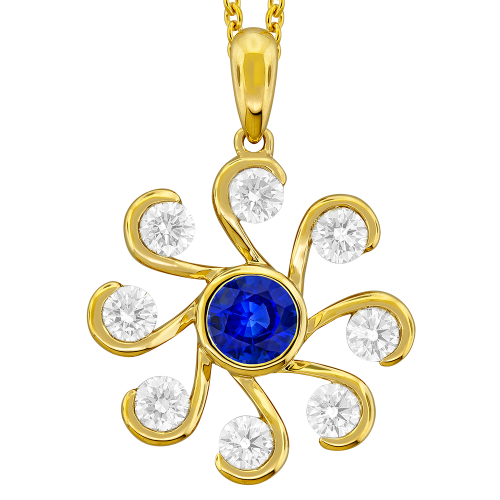 0.72CT DIAMOND 0.40CT SAPPHIRE PENDANT