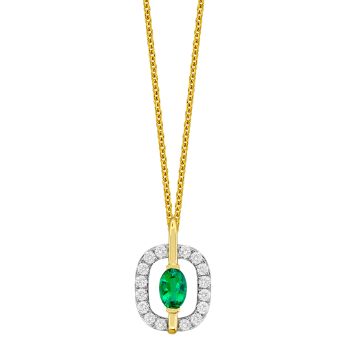 0.32CT DIAMOND 0.50CT EMERALD PENDANT