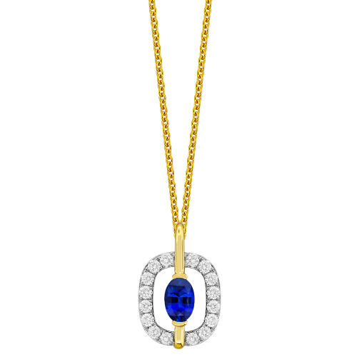 0.32CT DIAMOND 0.60CT SAPPHIRE PENDANT