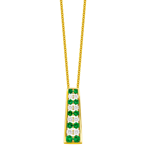 0.30CT DIAMOND 0.36CT EMERALD PENDANT