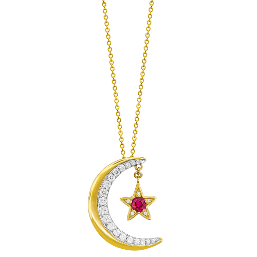 0.49CT DIAMOND 0.28CT RUBY PENDANT