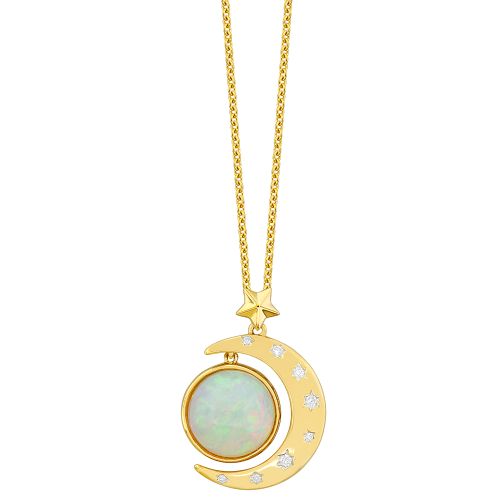 0.07CT DIAMOND 3.00CT OPAL PENDANT