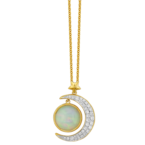 0.38CT DIAMOND 3.00CT OPAL PENDANT