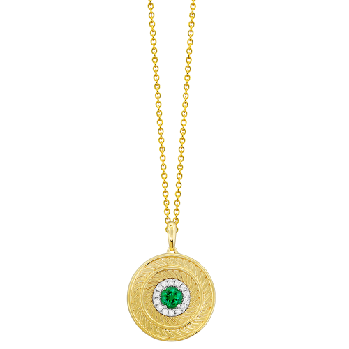 0.10CT DIAMOND 0.24CT EMERALD PENDANT