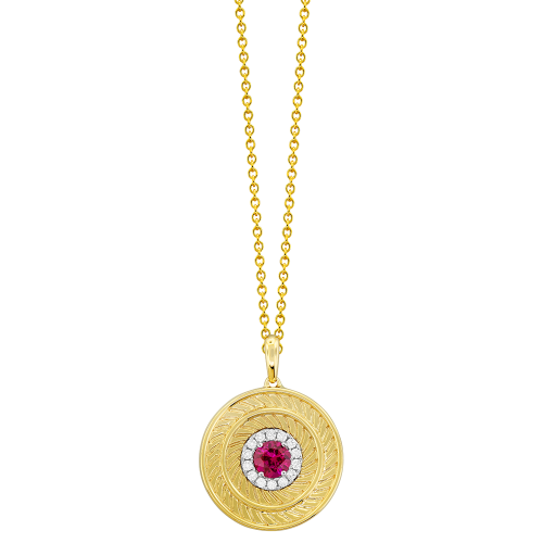 0.10CT DIAMOND 0.28CT RUBY PENDANT