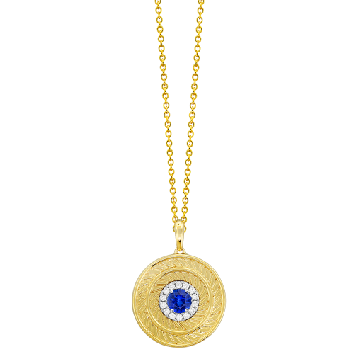 0.10CT DIAMOND 0.28CT SAPPHIRE PENDANT
