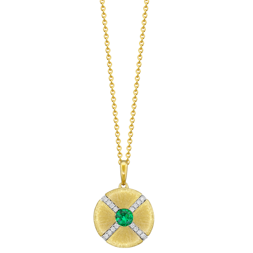 0.10CT DIAMOND 0.24CT EMERALD PENDANT