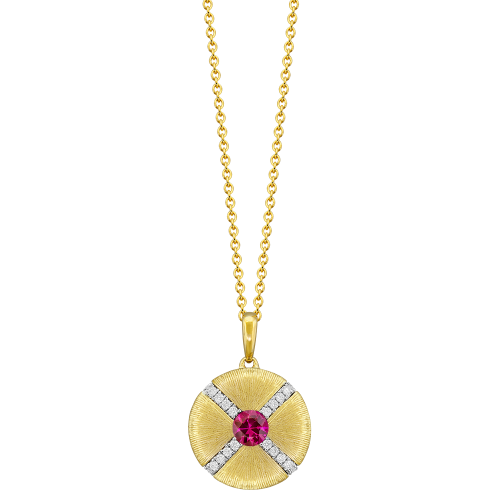 0.10CT DIAMOND 0.28CT RUBY PENDANT