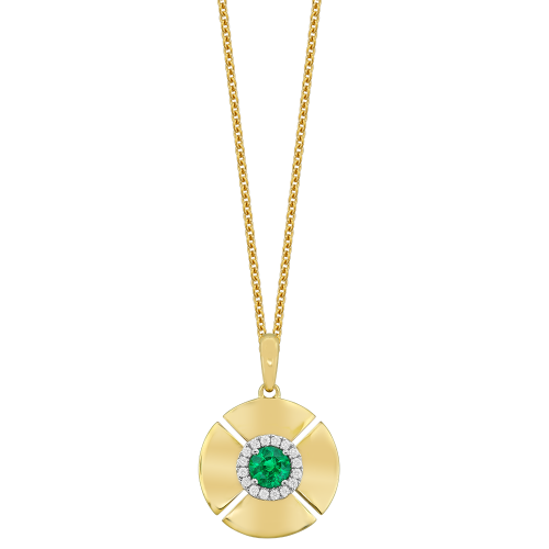 0.06CT DIAMOND 0.25CT EMERALD PENDANT