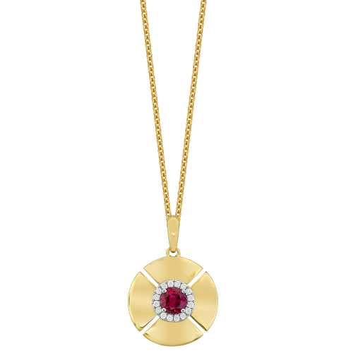 0.06CT DIAMOND 0.30CT RUBY PENDANT