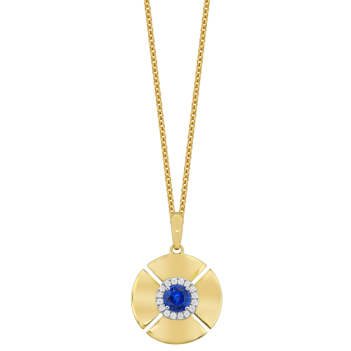 0.06CT DIAMOND 0.30CT SAPPHIRE PENDANT