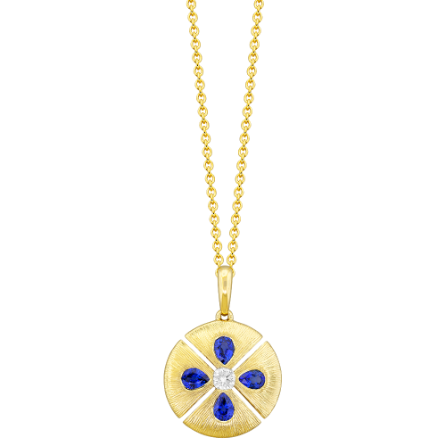 0.08CT DIAMOND 0.60CT SAPPHIRE PENDANT