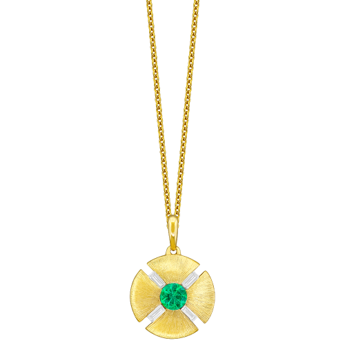 0.18CT DIAMOND 0.28CT EMERALD PENDANT