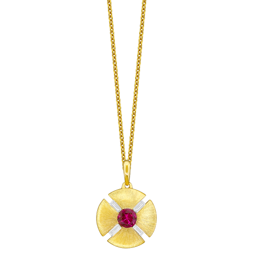 0.18CT DIAMOND 0.32CT RUBY PENDANT