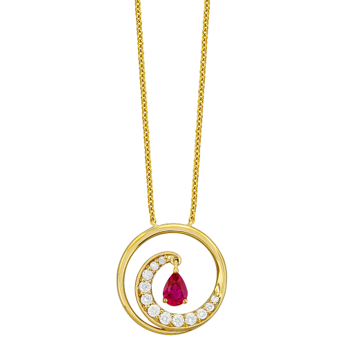 0.33CT DIAMOND 0.50CT RUBY PENDANT