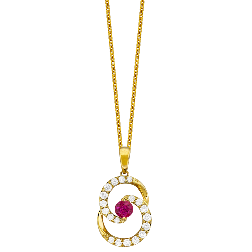 0.42CT DIAMOND 0.30CT RUBY PENDANT