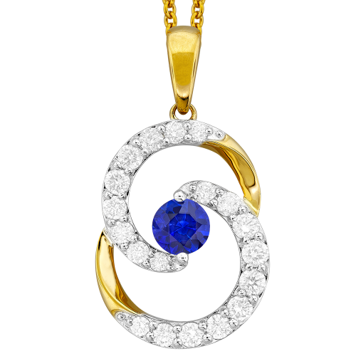 0.42CT DIAMOND 0.30CT SAPPHIRE PENDANT