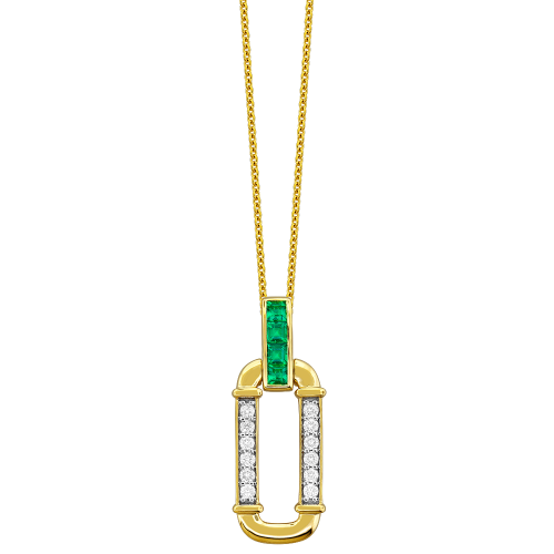 0.30CT DIAMOND 0.36CT EMERALD PENDANT