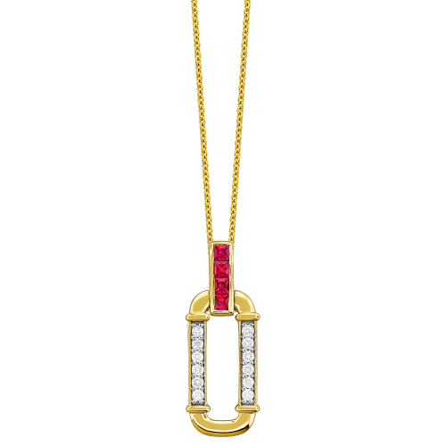 0.30CT DIAMOND 0.48CT RUBY PENDANT