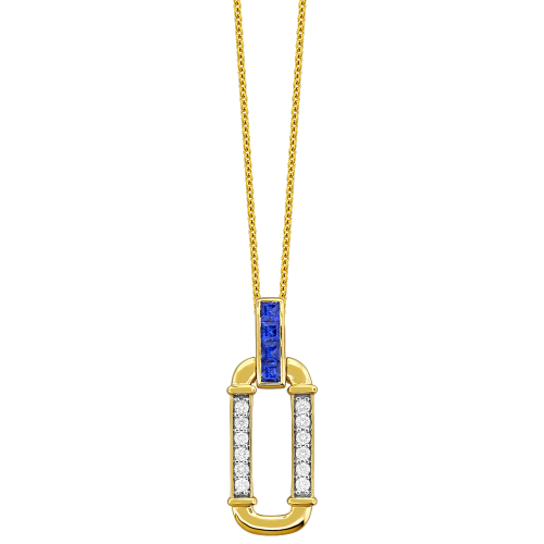 0.30CT DIAMOND 0.48CT SAPPHIRE PENDANT