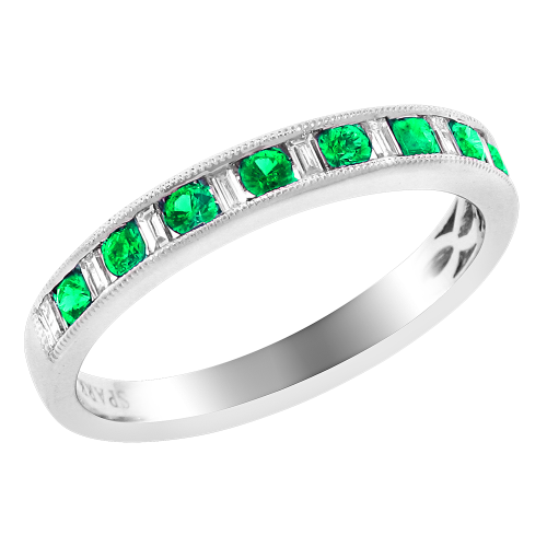 0.20CT DIAMOND 0.27CT EMERALD RING