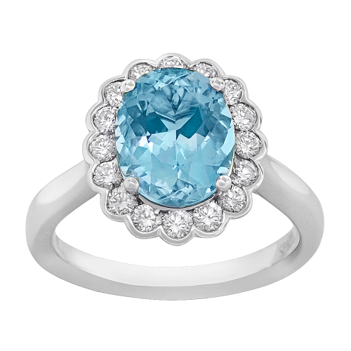 0.56CT DIAMOND 2.30CT AQUAMARINE RING