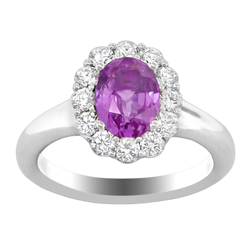 0.60CT DIAMOND 1.45CT PINK SAPPHIRE RING