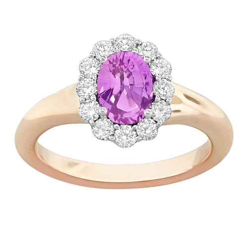 0.42CT DIAMOND 1.00CT PINK SAPPHIRE RING