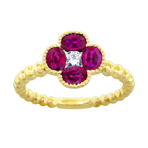 0.12CT DIAMOND 1.40CT RUBY RING