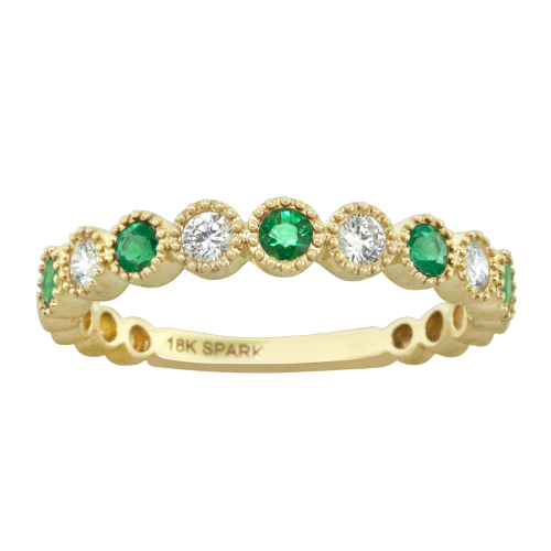 0.20CT DIAMOND 0.25CT EMERALD RING