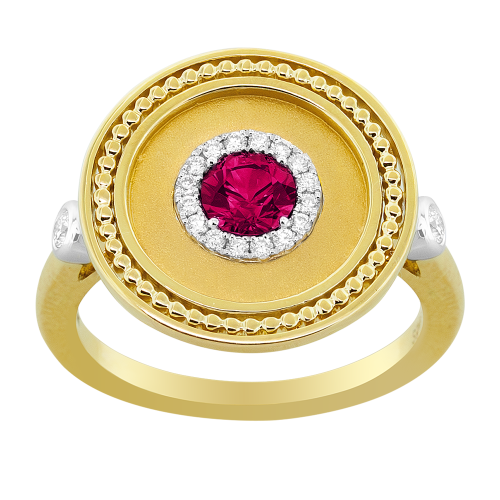 0.13CT DIAMOND 0.45CT RUBY RING
