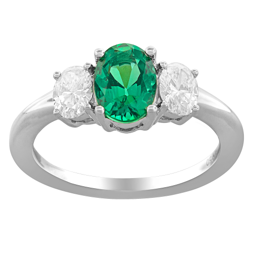 0.42CT DIAMOND 0.80CT EMERALD RING