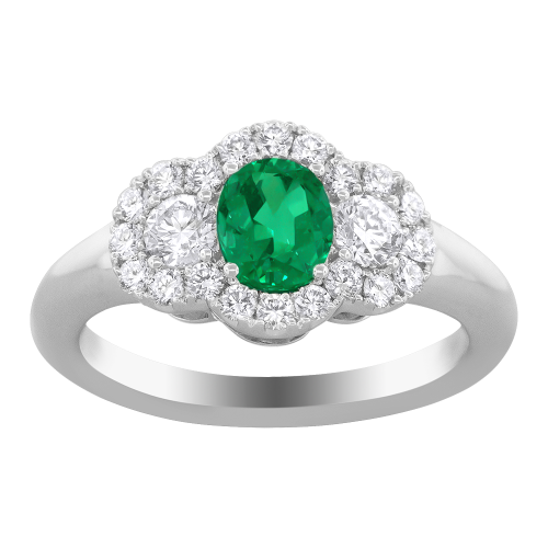 0.67CT DIAMOND 0.60CT EMERALD RING