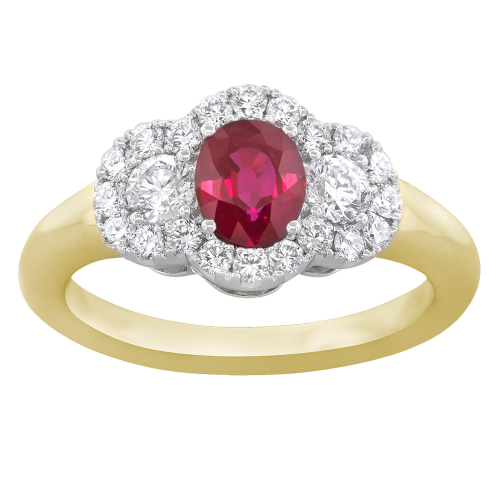 0.67CT DIAMOND 0.75CT RUBY RING