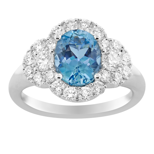 0.92CT DIAMOND 1.75CT AQUAMARINE RING