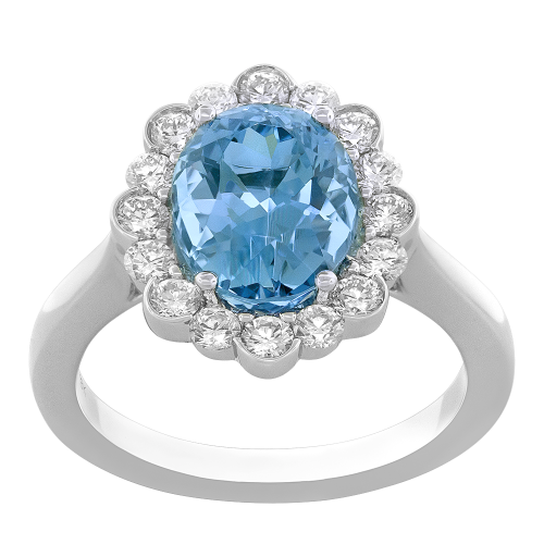 0.64CT DIAMOND 2.30CT AQUAMARINE RING
