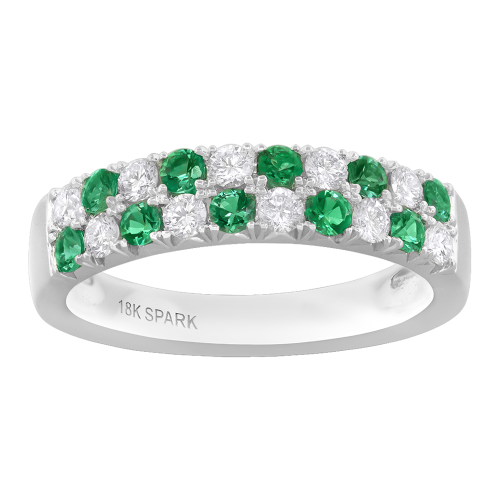 0.40CT DIAMOND 0.40CT EMERALD RING