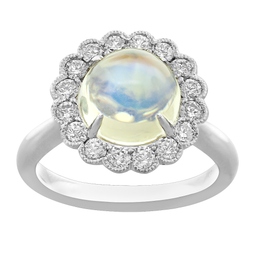 0.64CT DIAMOND 3.50CT MOONSTONE RING