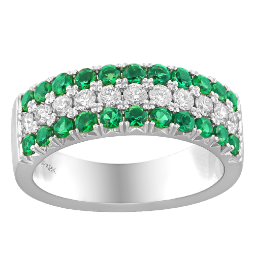 0.44CT DIAMOND 0.66CT EMERALD RING