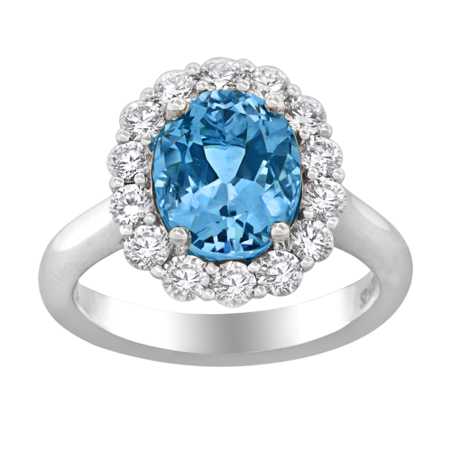 0.63CT DIAMOND 1.75CT AQUAMARINE RING