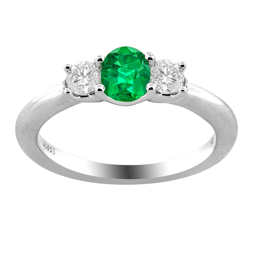 0.18CT DIAMOND 0.35CT EMERALD RING