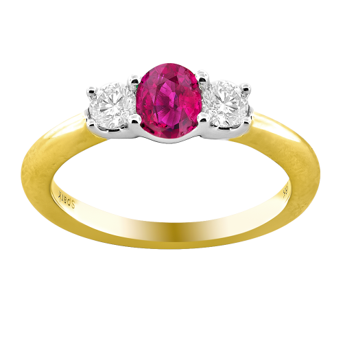 0.18CT DIAMOND 0.50CT RUBY RING
